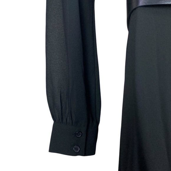 Michael Kors Dress Kate Midi Button Down Long Sleeve Petite Large Black Belted - Picture 4 of 11